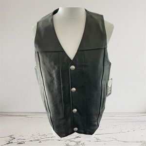 FMC Men’s XL Gun Runner FMM611 Buffalo Nickel Snap Concealed Biker Leather Vest